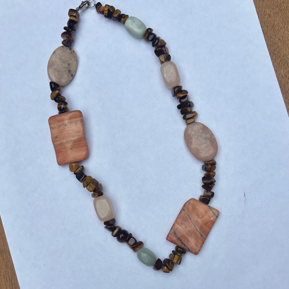 Gorgeous Natural agate stone and Tiger eye beaded necklace